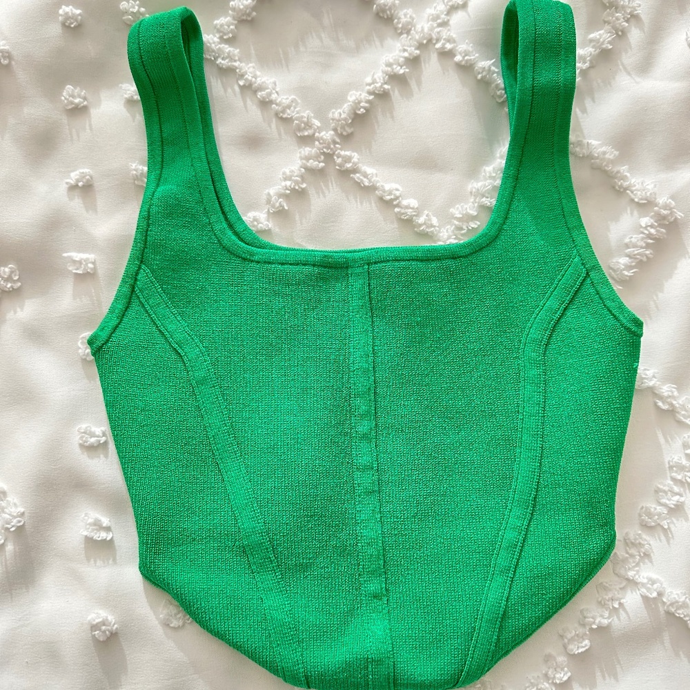 Aritzia Babaton Sculpt Knit Bustier Tank, XXS, Green